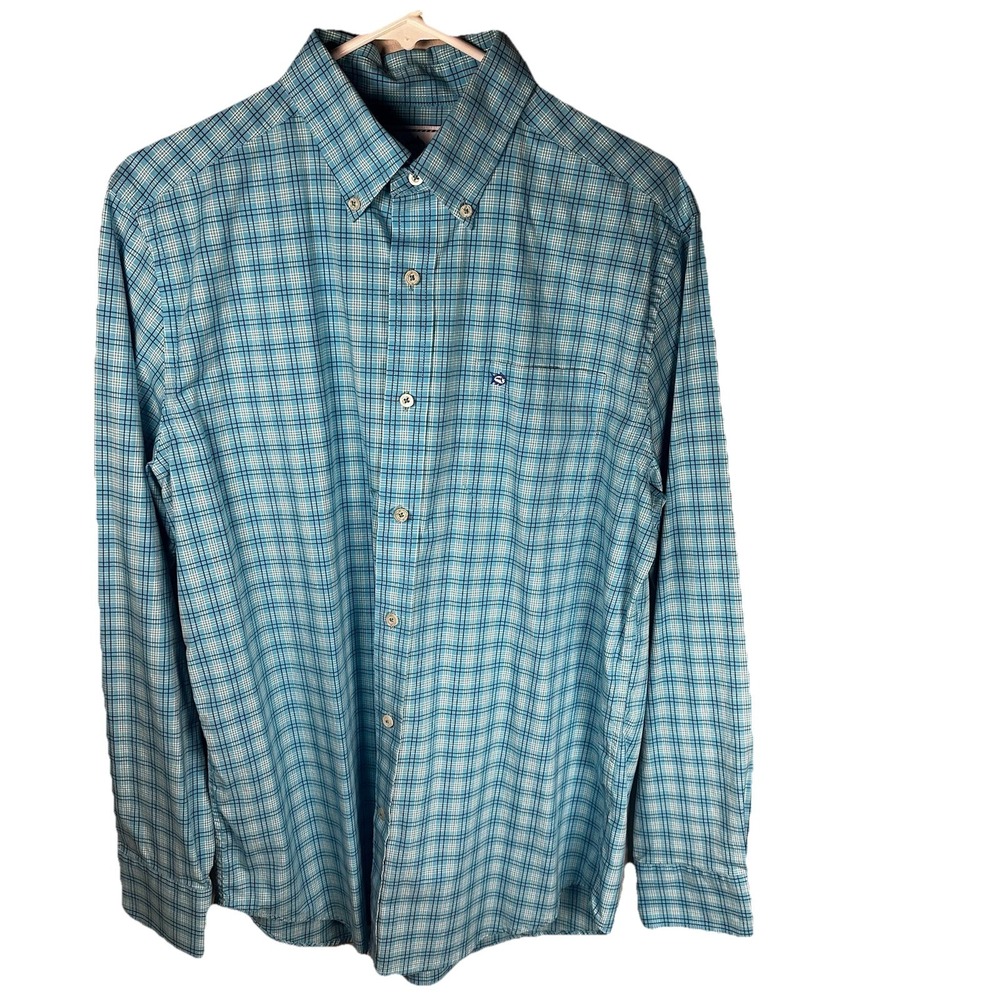 Southern Tide Trim Fit Button Down Shirt‎ Mens Med Blue/White Check EUC